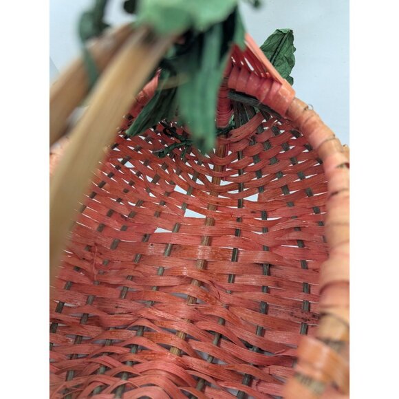 Basket Buttocks lightweight colorful woven w/ faux leaf vine Primitive Farmhouse - Picture 15 of 16